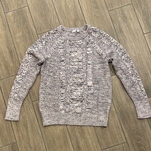 GAP Women's Textured Knit Sweater - Gray and Pink. Cable knit. Size Large.